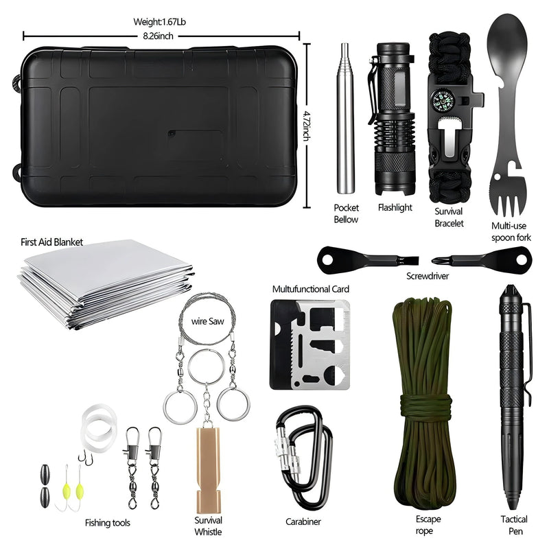 Kit Profissional de Sobrevivência de Emergência – o aliado essencial para exploradores, aventureiros e amantes da natureza!
