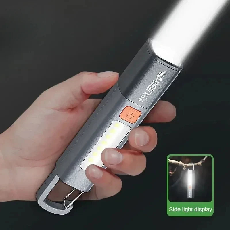 Lanterna Xiaomi para áreas externas, portátil, com luz forte e foco variável, com holofote e luzes laterais, lanterna recarregável de longo alcance