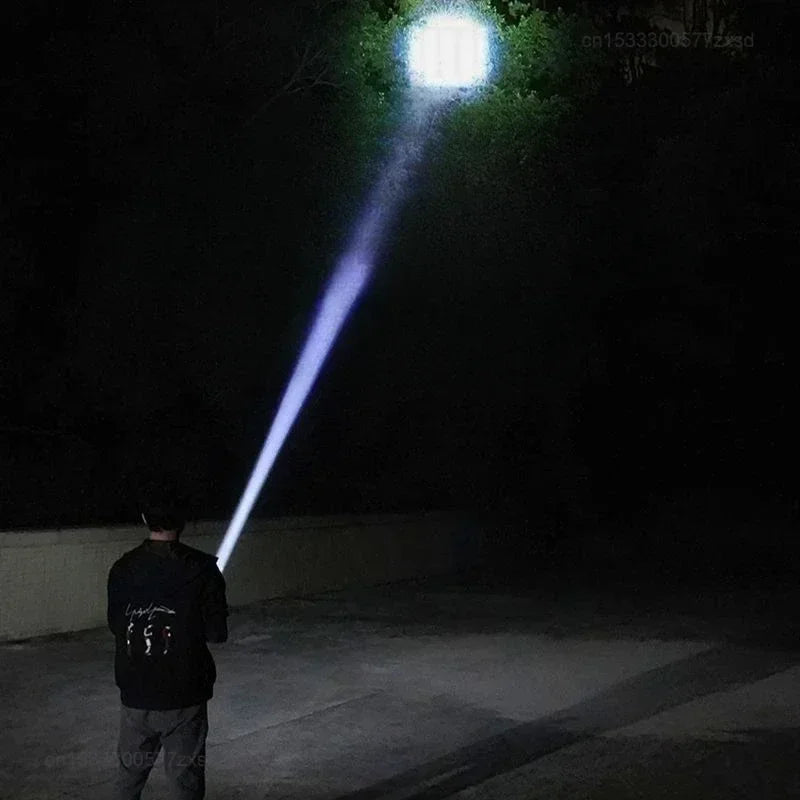 Lanterna Xiaomi para áreas externas, portátil, com luz forte e foco variável, com holofote e luzes laterais, lanterna recarregável de longo alcance